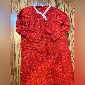 Vtg 80s Anthony’s Red Floral Nightgown Prairie Cottagecore Maxi muumuu Flannel